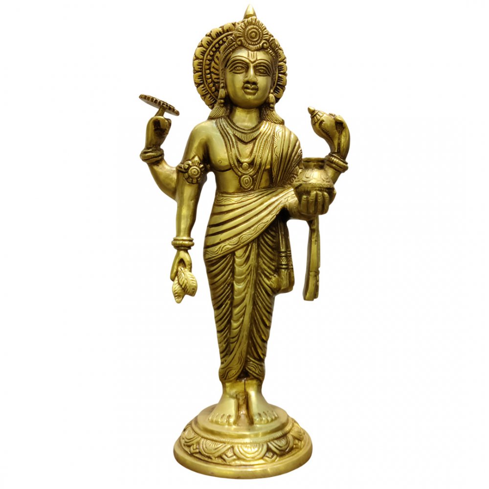 Brass Statue of Lord Dhanvantari Divine Healer