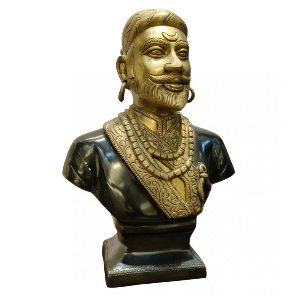 Brass Bust of Chhatrapati Shivaji Maharaj - Maratha Warrior King