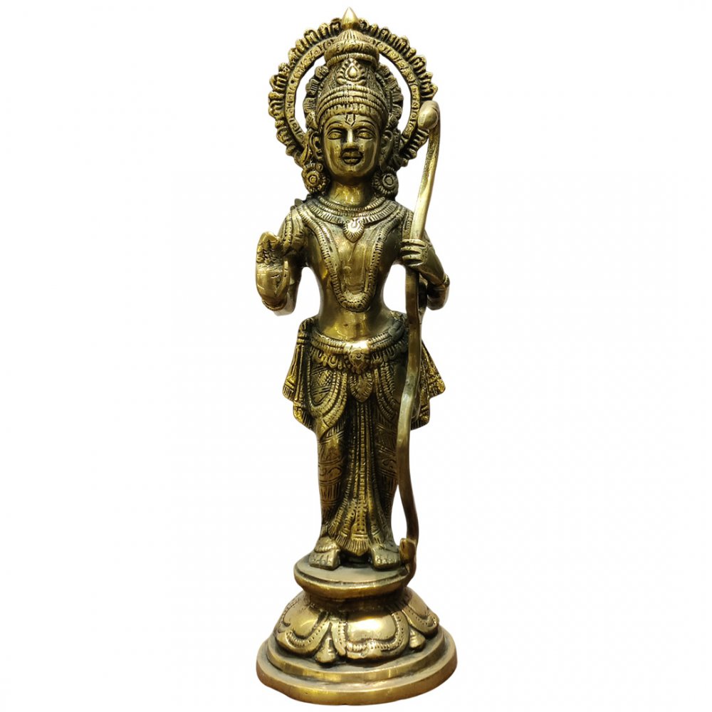 Brass Lord Rama Idol Traditional Standing Ram Statue for Pooja & Decor