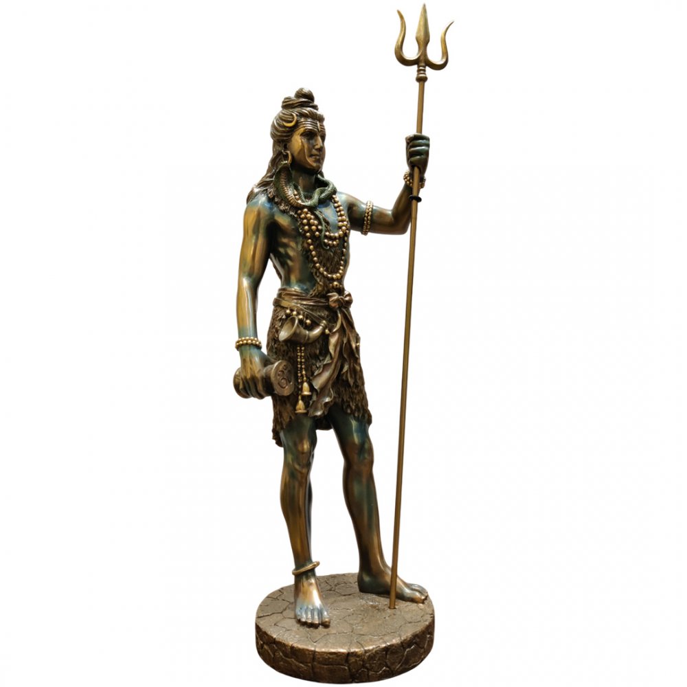 Elegant Lord Shiva Brass Statue Trishul Holding Mahadev Idol for Home & Temple