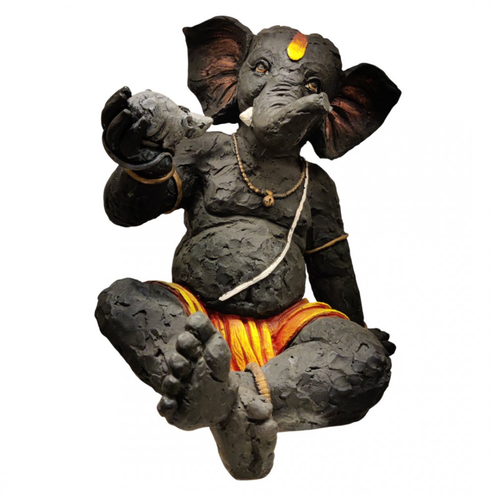 Handcrafted Clay Baby Ganesha Idol with Mouse Divine & Playful Charm