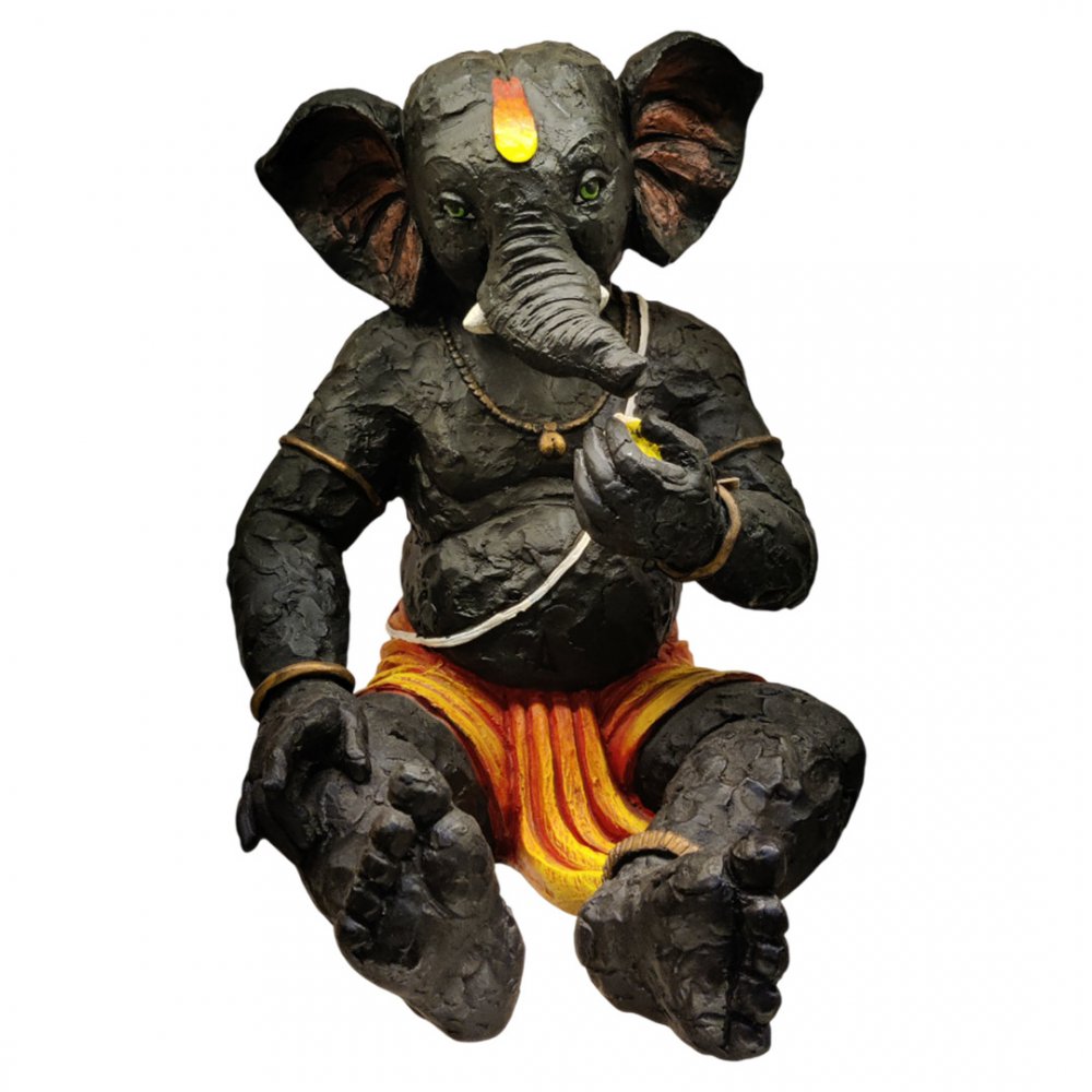Handcrafted Clay Seated Ganesha with Modak