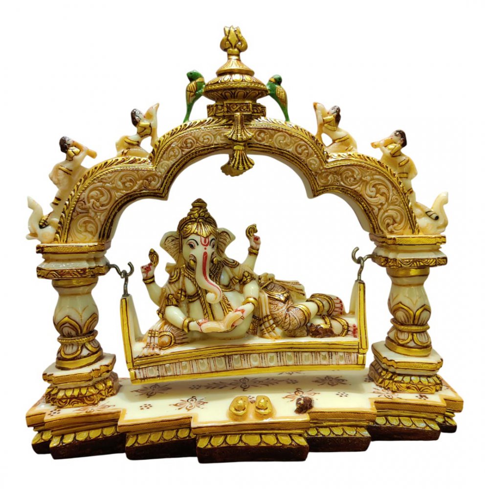 Resting Ganesha on Swing with Ornate Arch