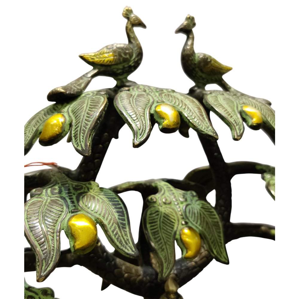 Peace Beneath the Peacocks Buddha Tree Showpiece