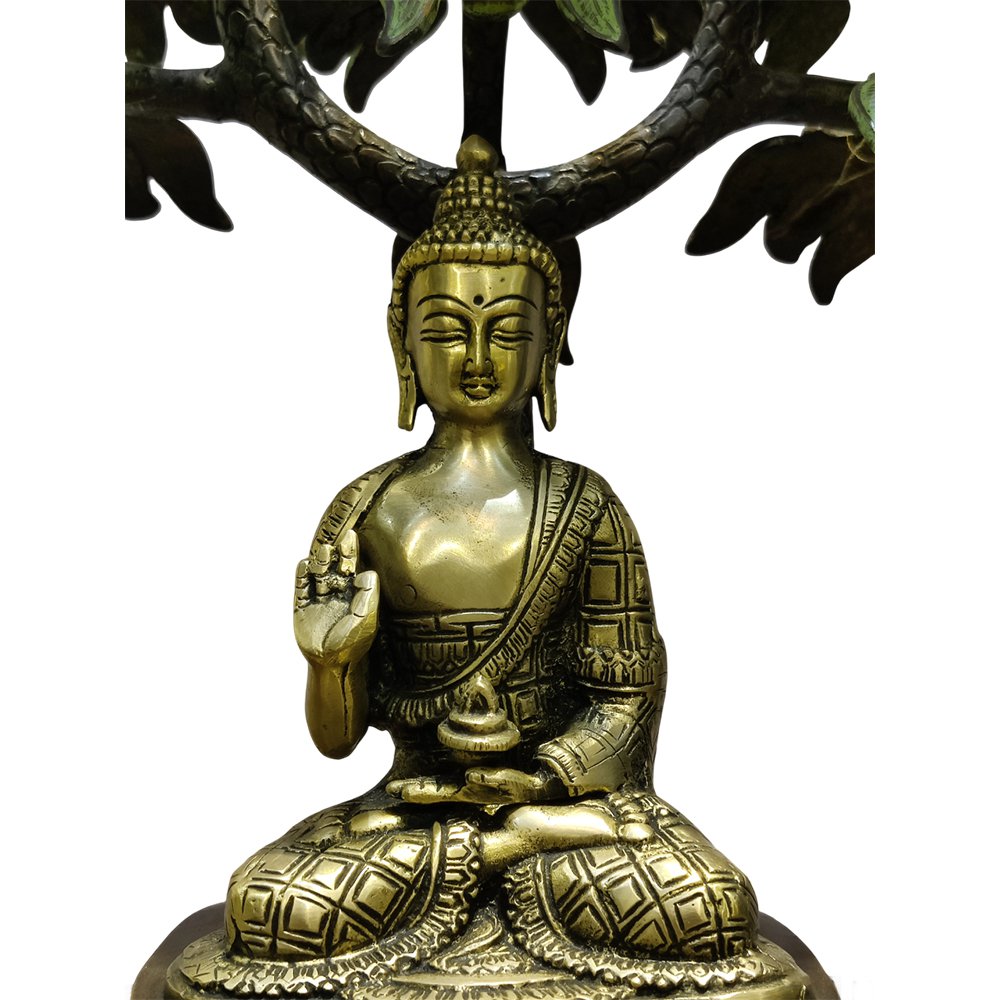 Peace Beneath the Peacocks Buddha Tree Showpiece