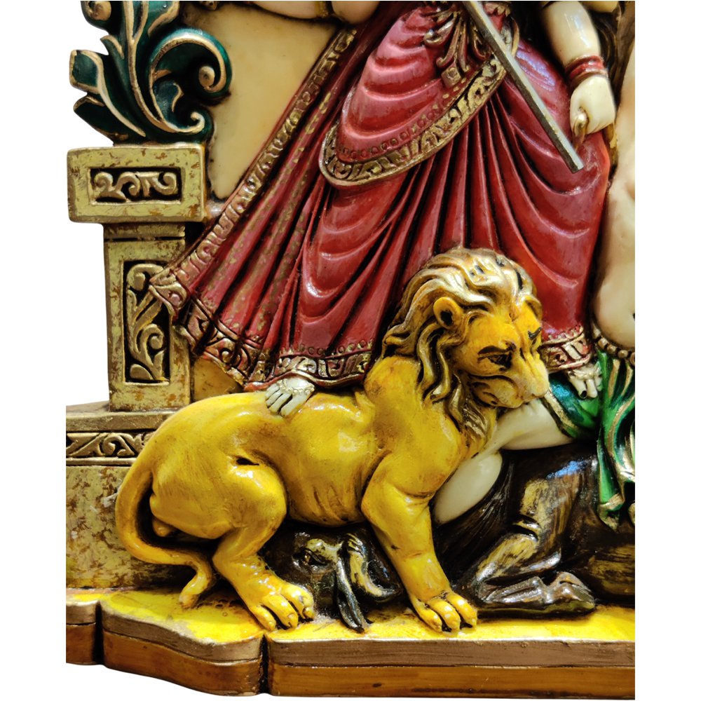 Shakti Roop of Durga Warrior Goddess with Lion Statue