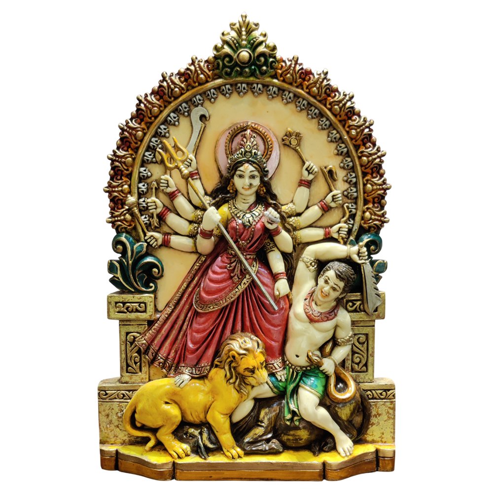 Shakti Roop of Durga Warrior Goddess with Lion Statue