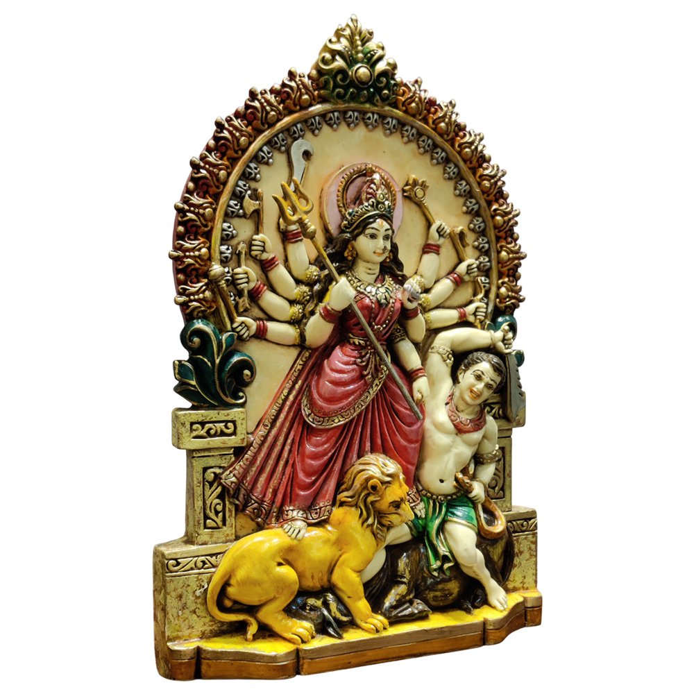 Shakti Roop of Durga Warrior Goddess with Lion Statue