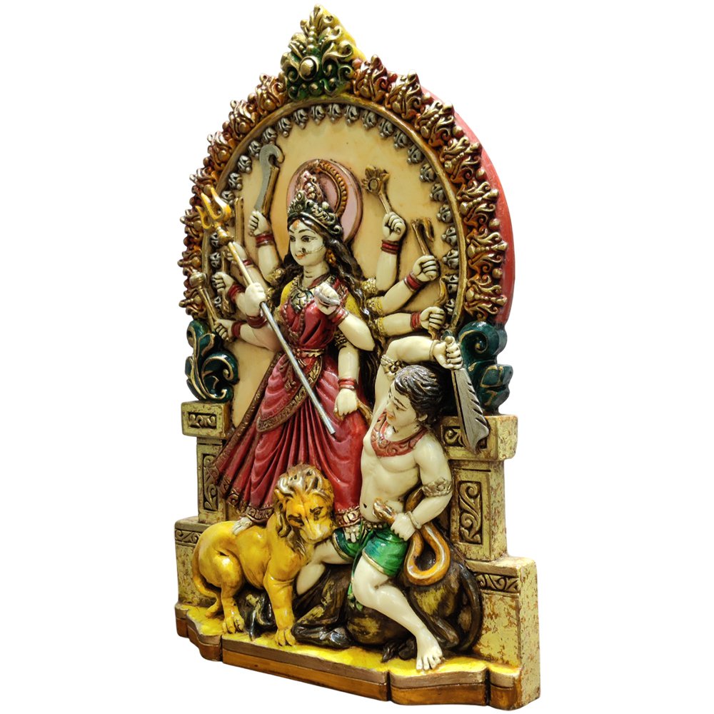 Shakti Roop of Durga Warrior Goddess with Lion Statue