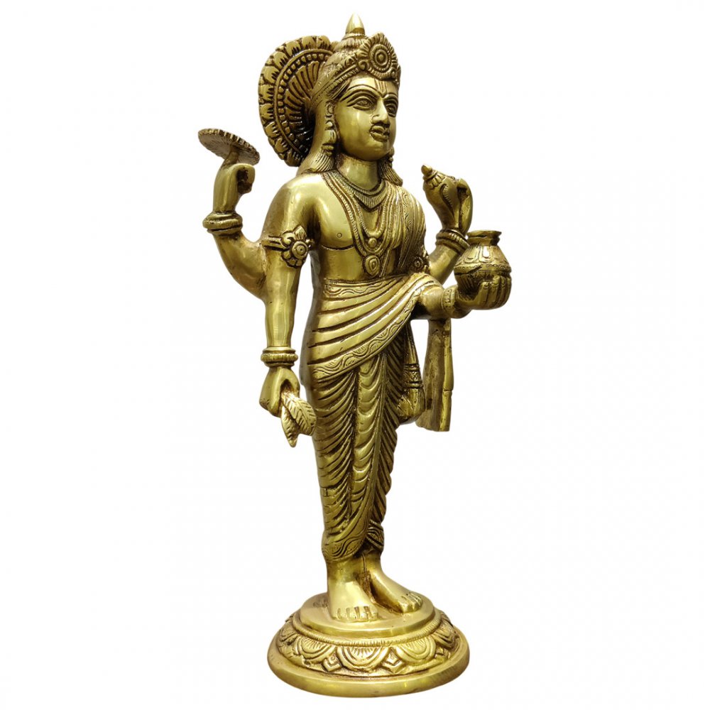 Brass Statue of Lord Dhanvantari Divine Healer