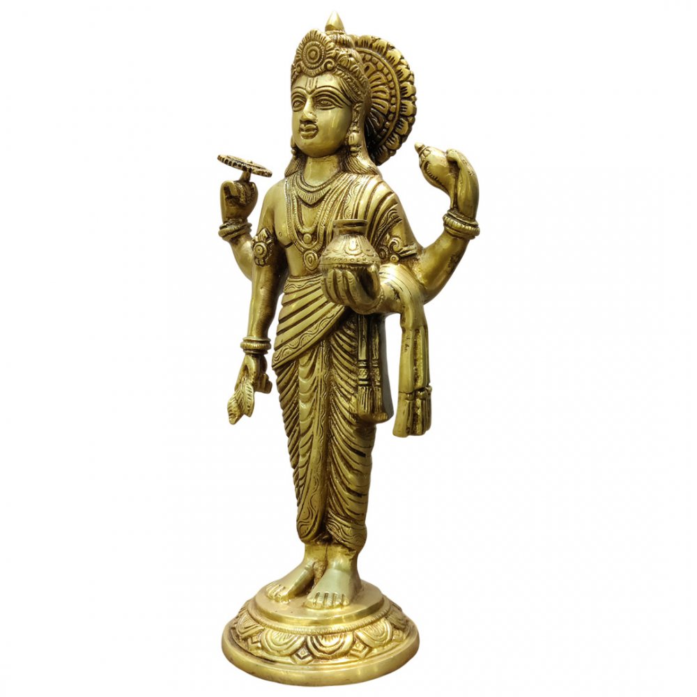 Brass Statue of Lord Dhanvantari Divine Healer