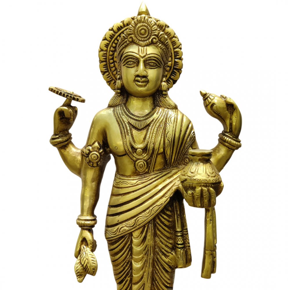 Brass Statue of Lord Dhanvantari Divine Healer
