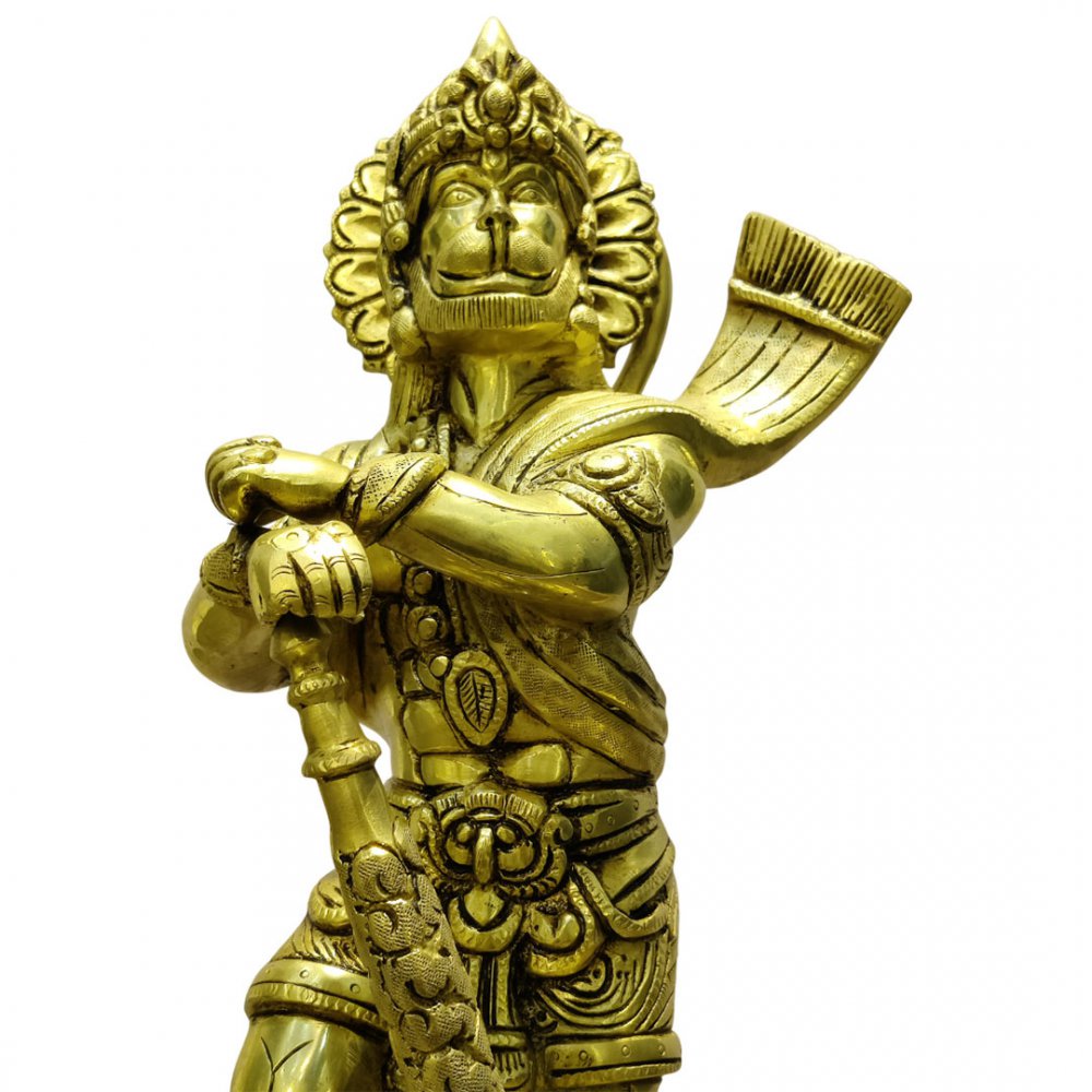 Powerful Brass Hanuman Statue with Gada