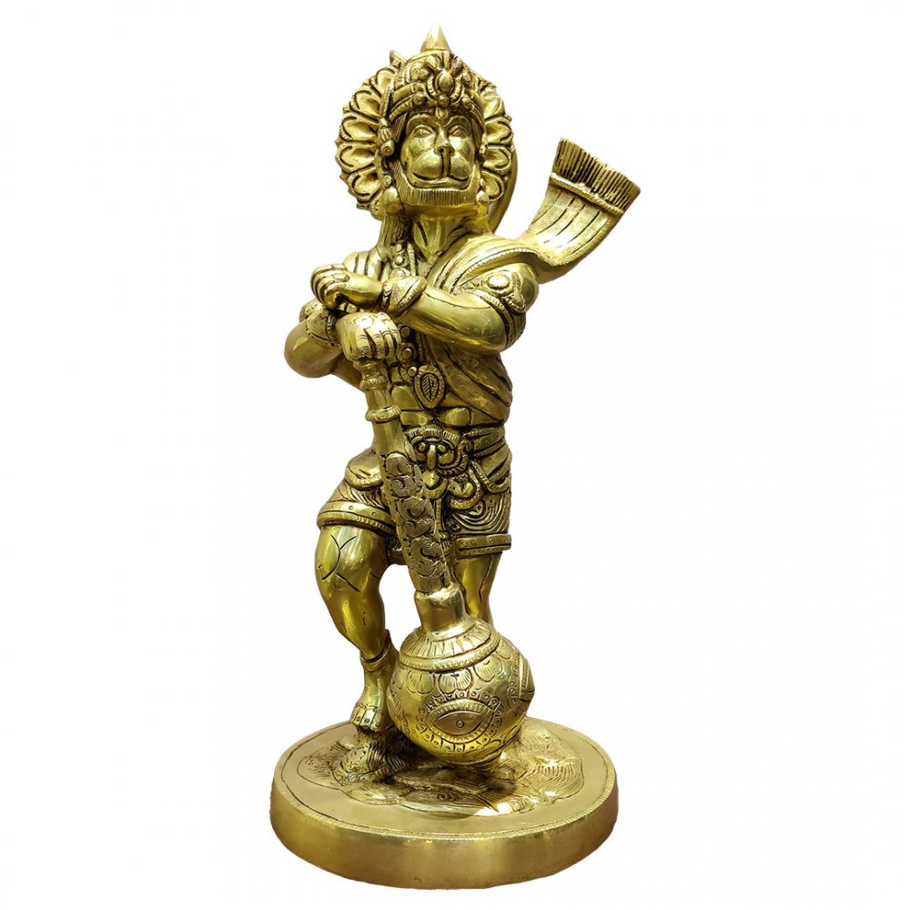 Powerful Brass Hanuman Statue with Gada