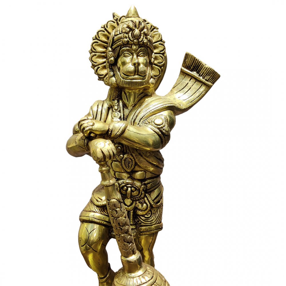 Powerful Brass Hanuman Statue with Gada