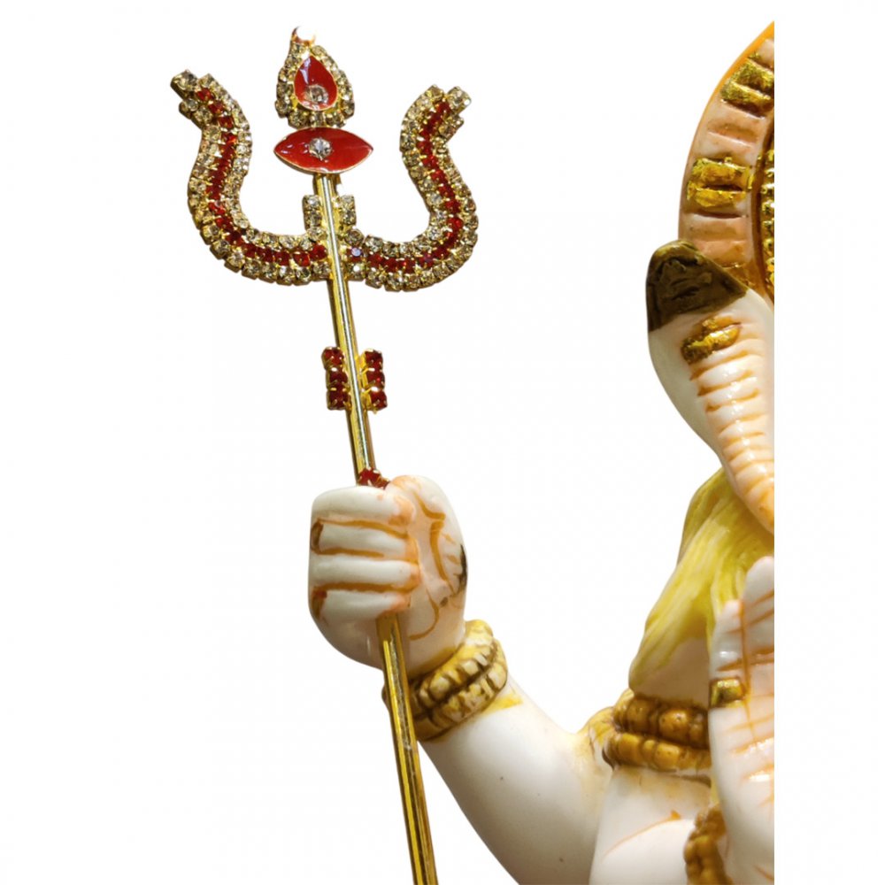 Divine Shiva Family Statue in White Marble Finish