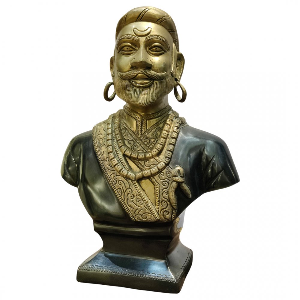 Brass Bust of Chhatrapati Shivaji Maharaj - Maratha Warrior King