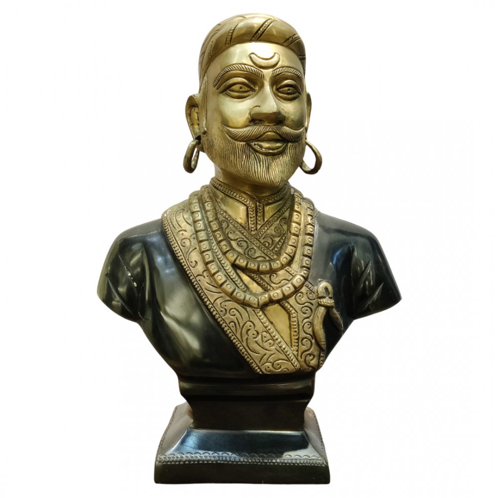 Brass Bust of Chhatrapati Shivaji Maharaj - Maratha Warrior King