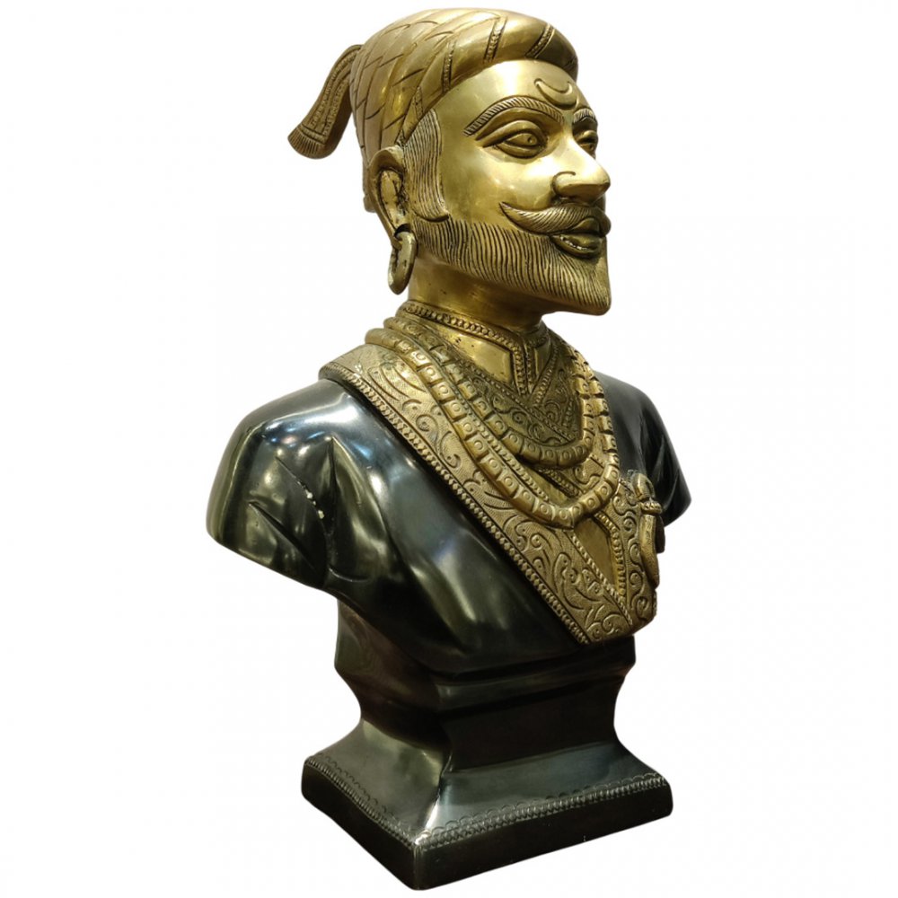Brass Bust of Chhatrapati Shivaji Maharaj - Maratha Warrior King