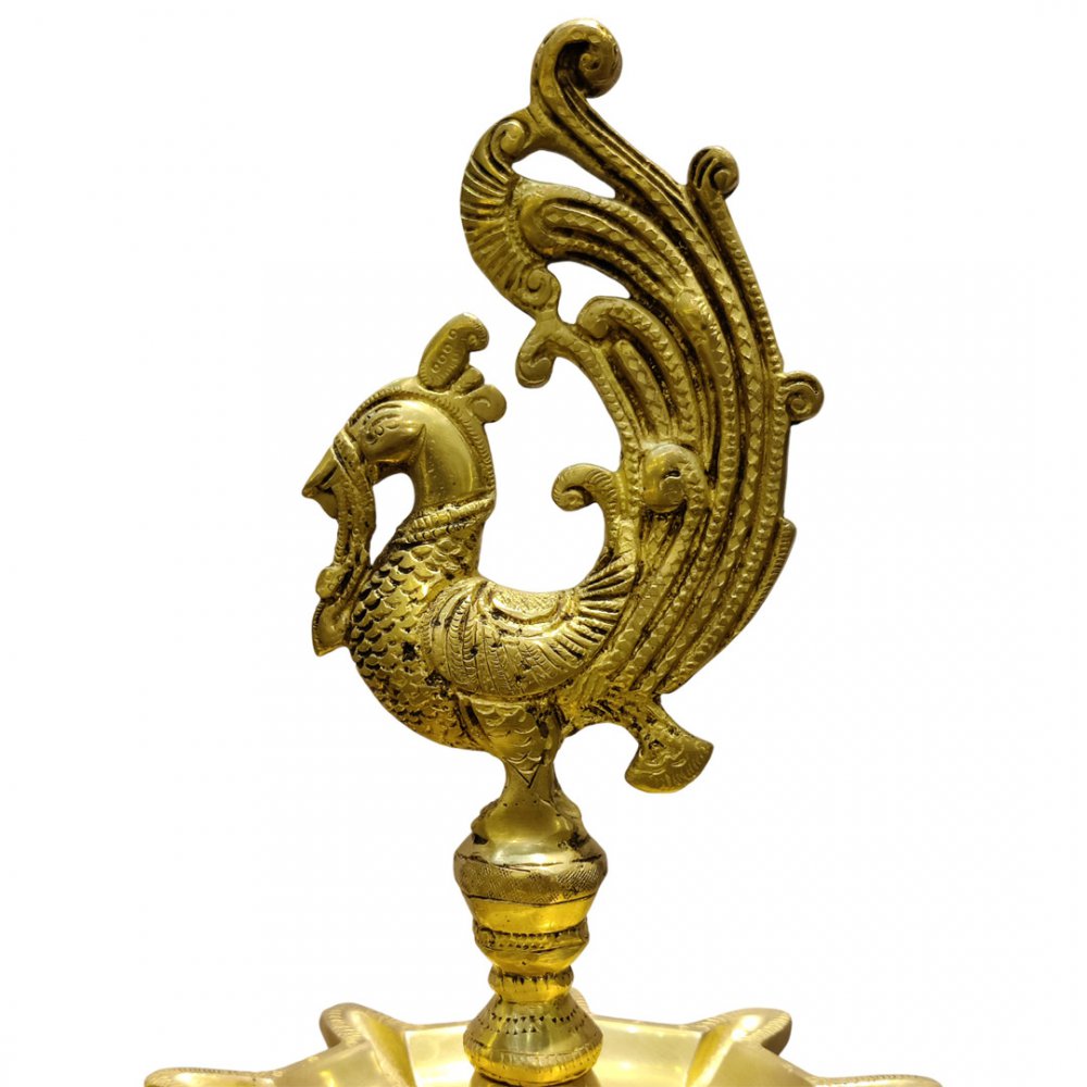 Elegant Brass Peacock Multi Wick Diya