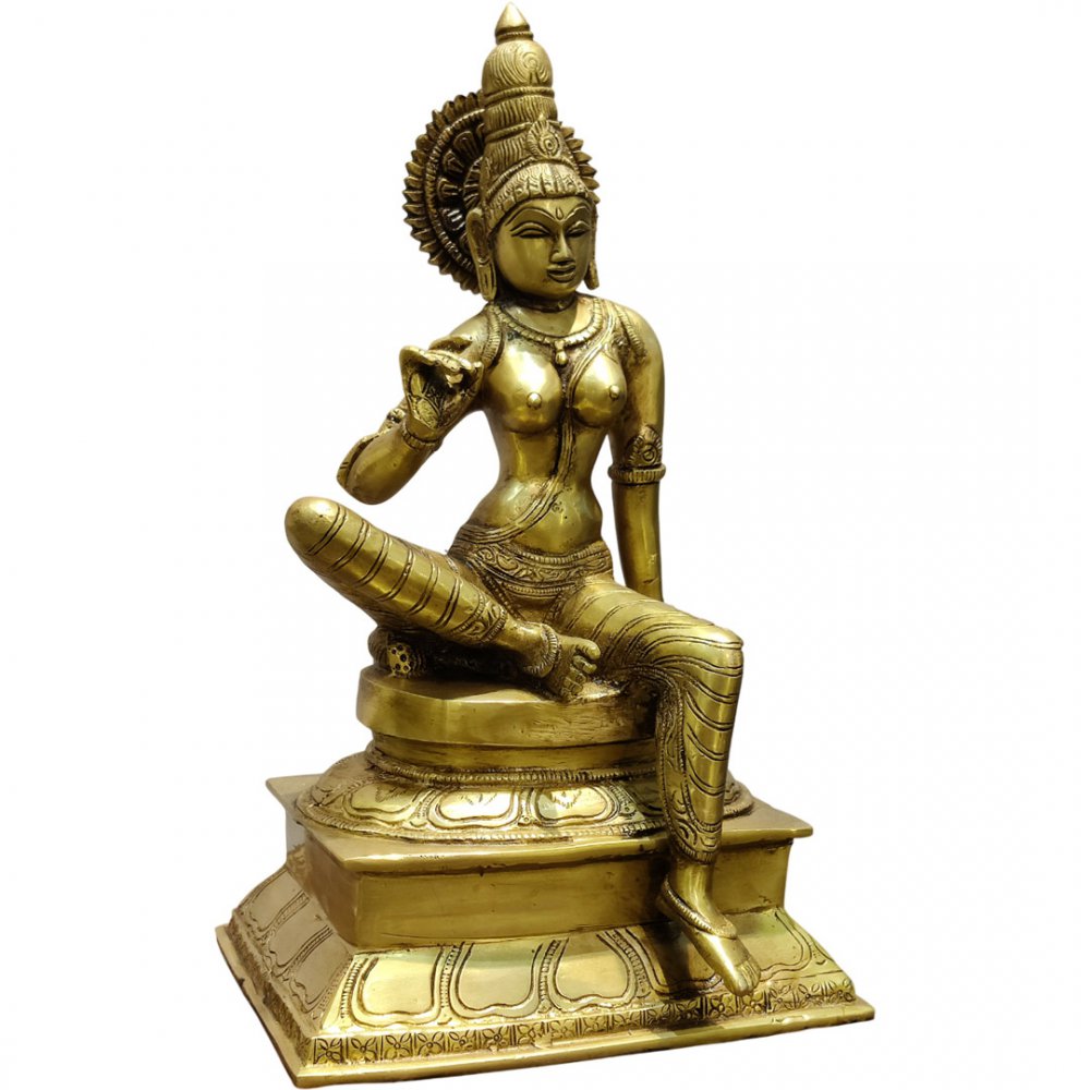 Graceful Brass Goddess Parvati Statue