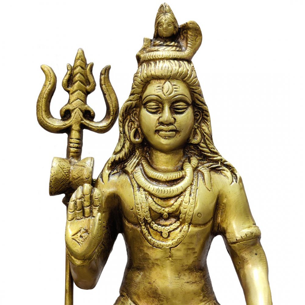 Seated Brass Lord Shiva Statue on Tiger Skin