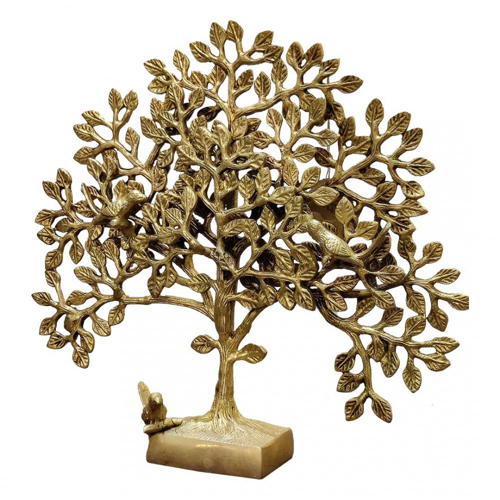 Ornate Brass Kalpavriksha Tree with Birds