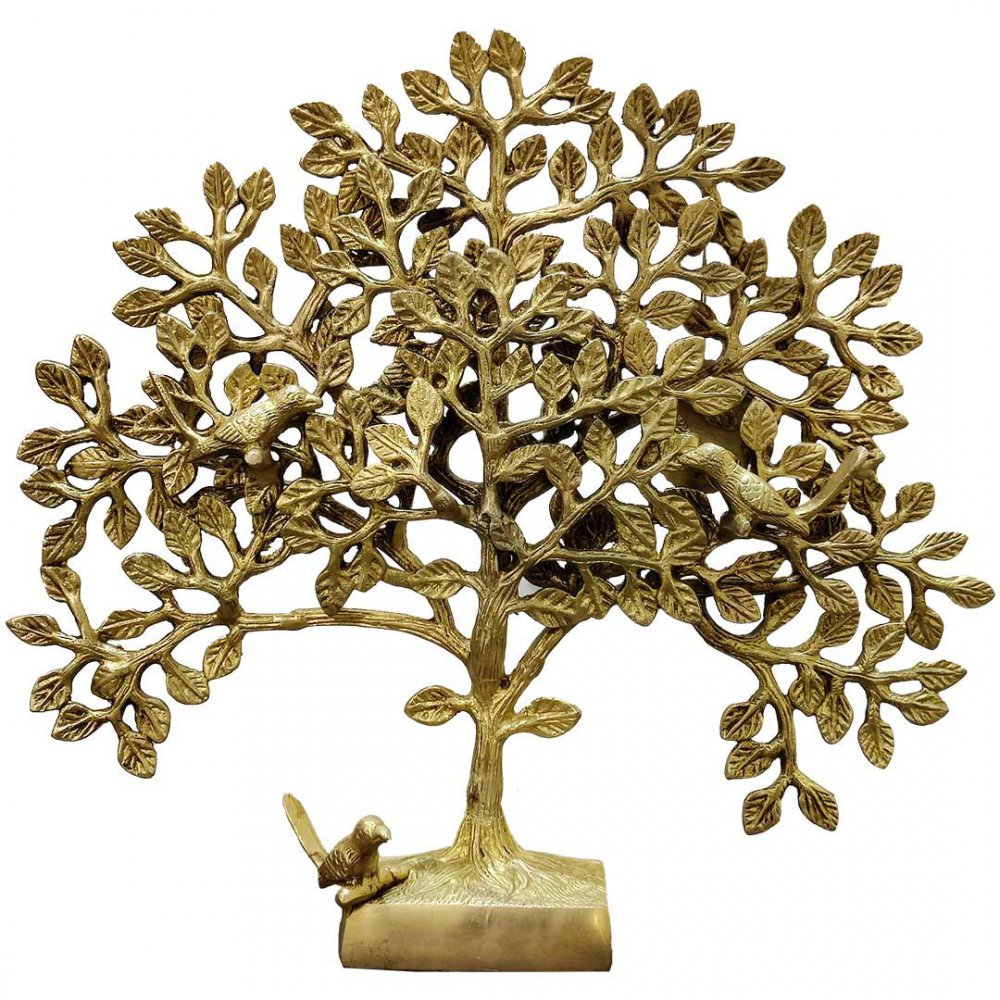 Ornate Brass Kalpavriksha Tree with Birds