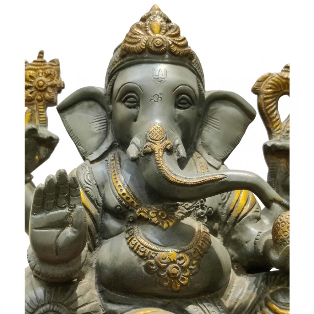 Seated Ganesha on Throne with Mouse