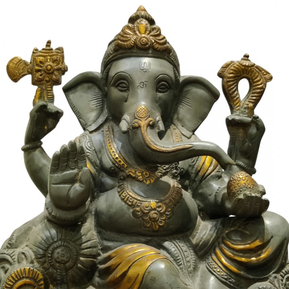 Seated Ganesha on Throne with Mouse