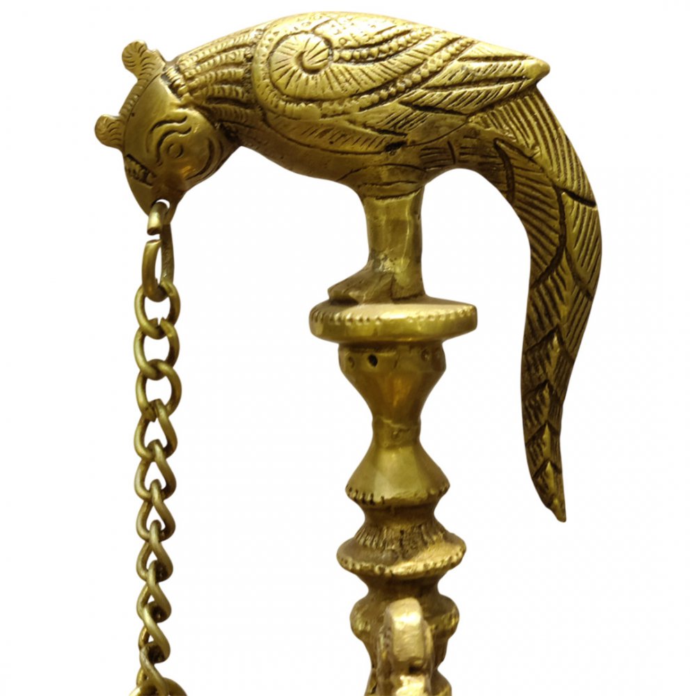 Brass Parrot Hanging Diya with Intricate Design Traditional Oil Lamp