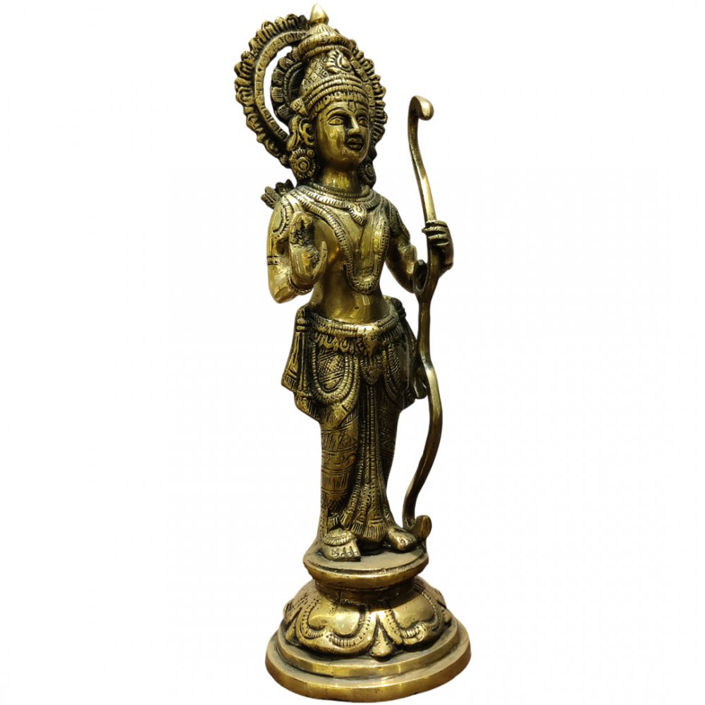Brass Lord Rama Idol Traditional Standing Ram Statue for Pooja & Decor