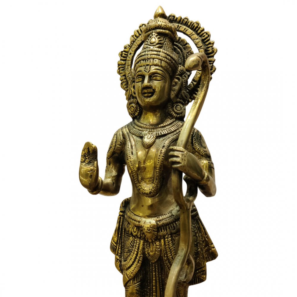 Brass Lord Rama Idol Traditional Standing Ram Statue for Pooja & Decor