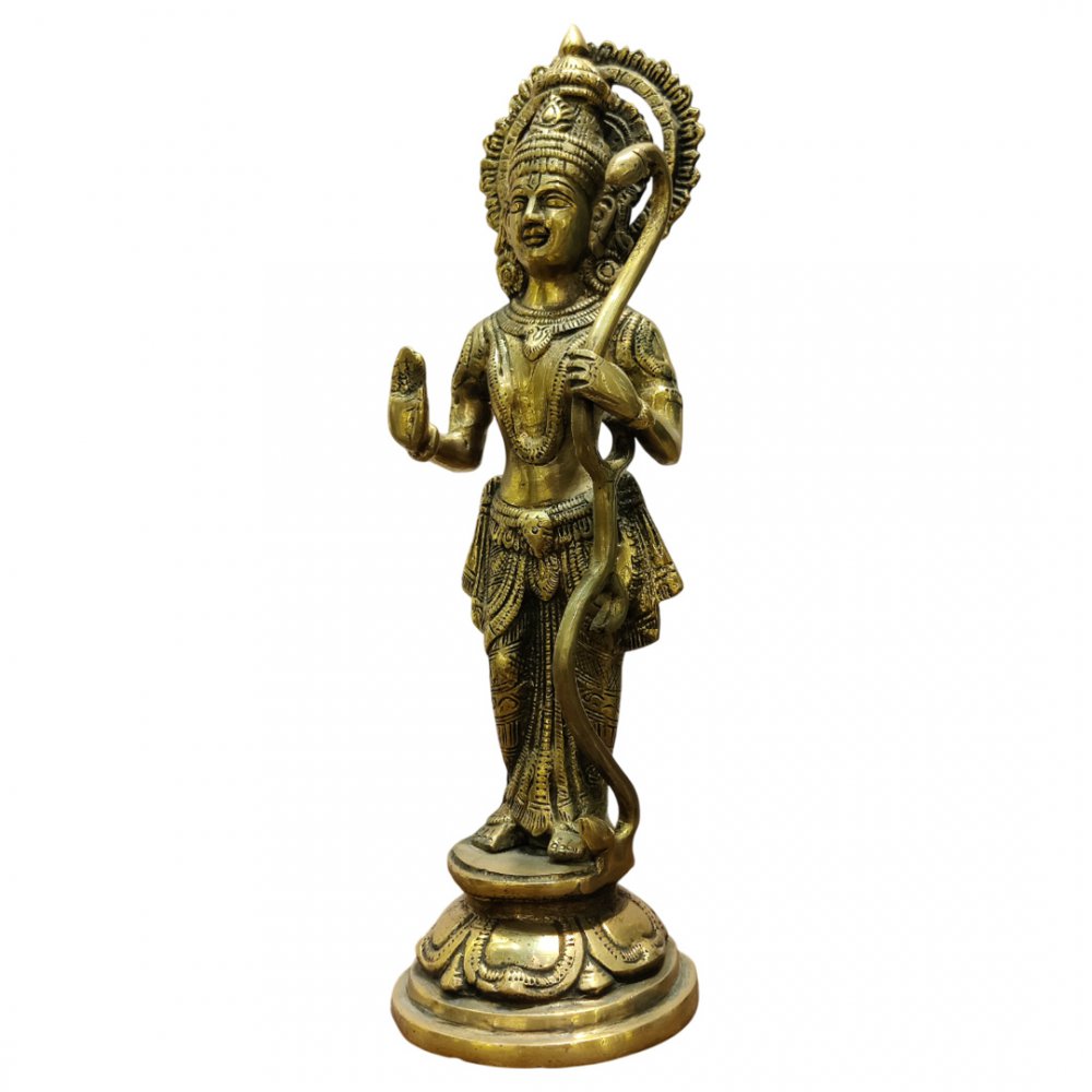 Brass Lord Rama Idol Traditional Standing Ram Statue for Pooja & Decor