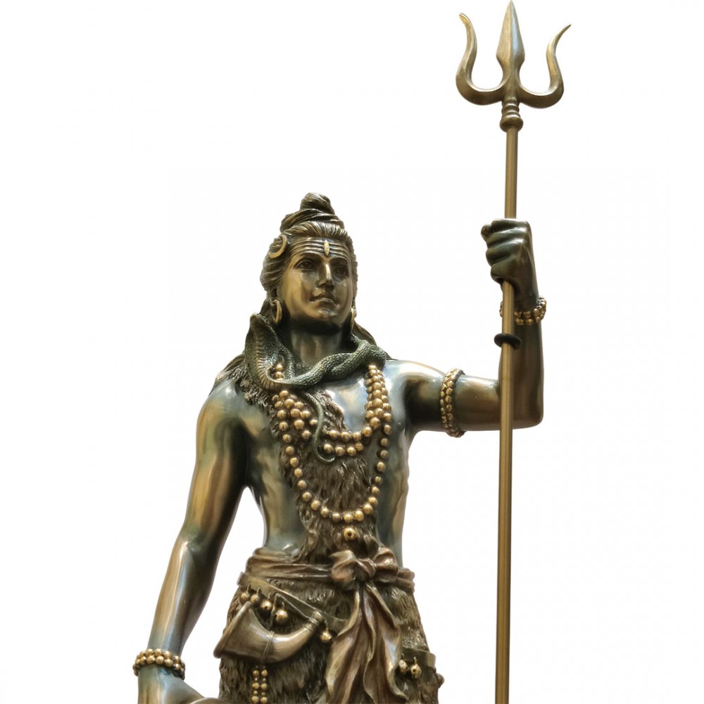 Elegant Lord Shiva Brass Statue Trishul Holding Mahadev Idol for Home & Temple
