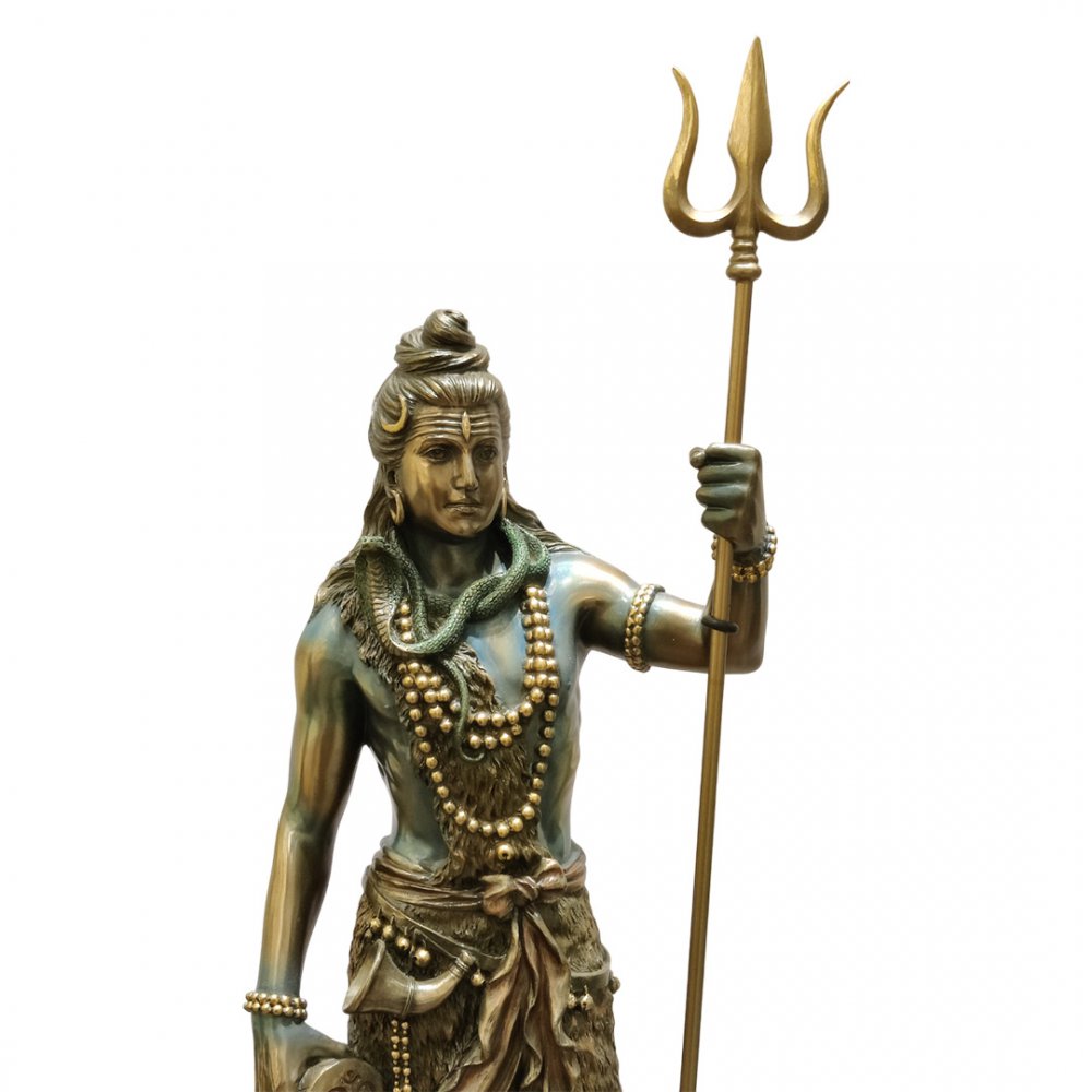 Elegant Lord Shiva Brass Statue Trishul Holding Mahadev Idol for Home & Temple