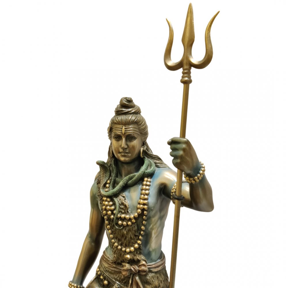 Elegant Lord Shiva Brass Statue Trishul Holding Mahadev Idol for Home & Temple