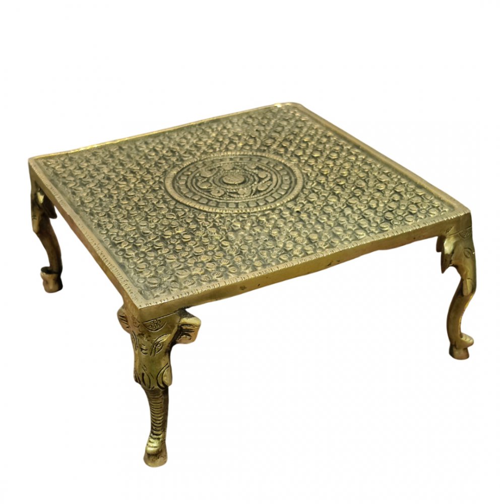 Brass Vishnu Lakshmi Idol on Sheshnag with Chowki Divine Lakshmi Narayan Statue for Home Temple Decor