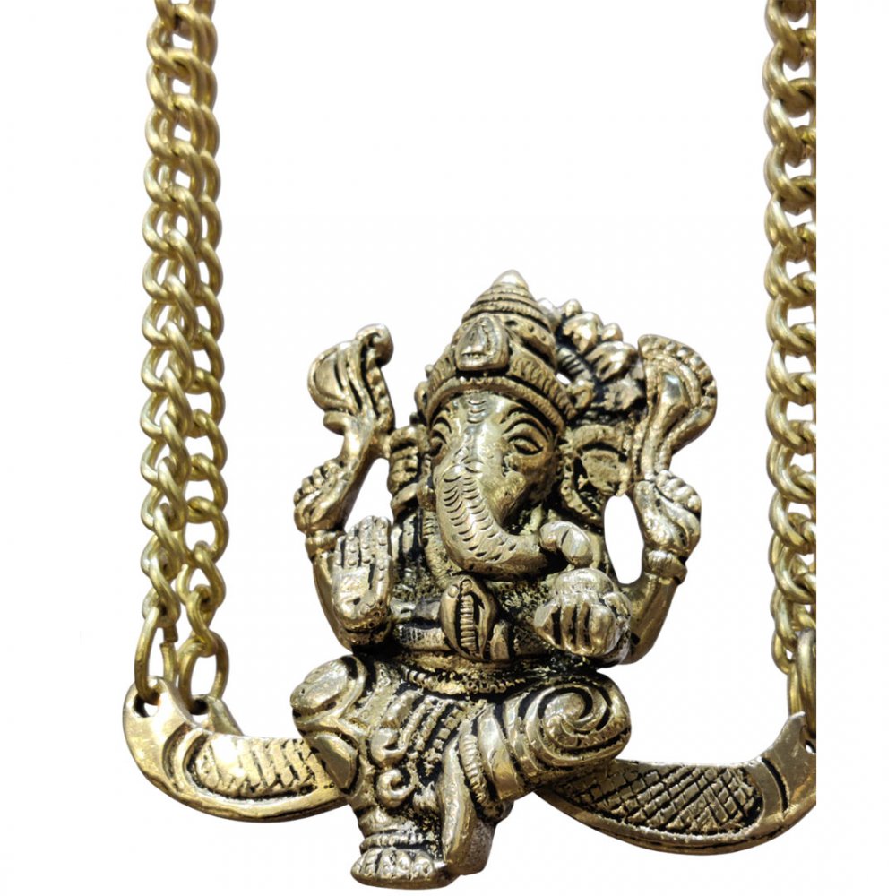 Ornate Brass Swinging Ganesha with Bell