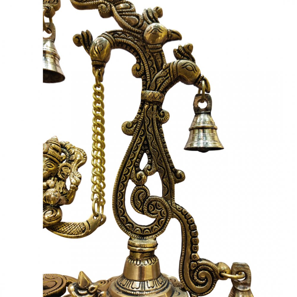 Ornate Brass Swinging Ganesha with Bell