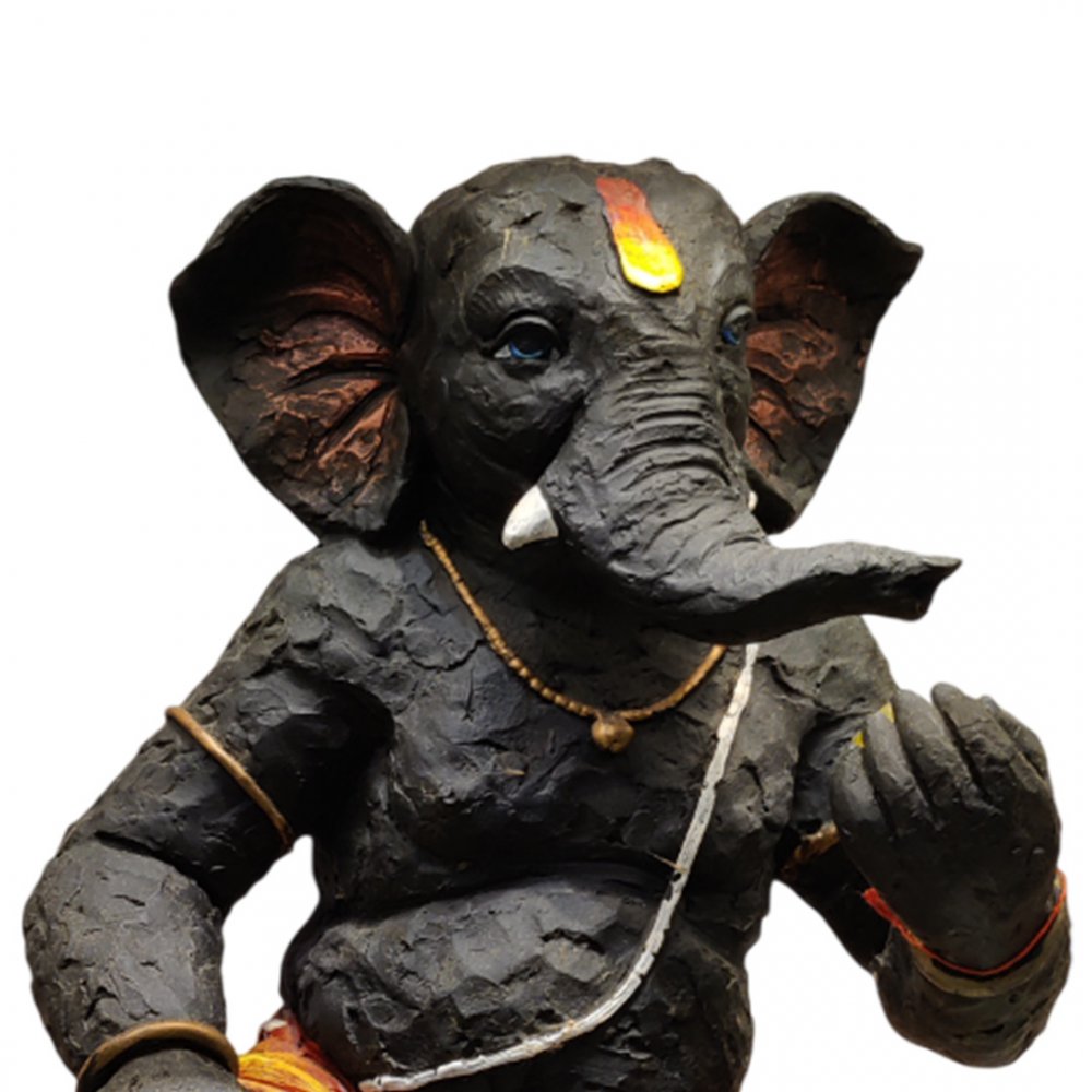 Handcrafted Clay Reclining Ganesha with Orange Dhoti