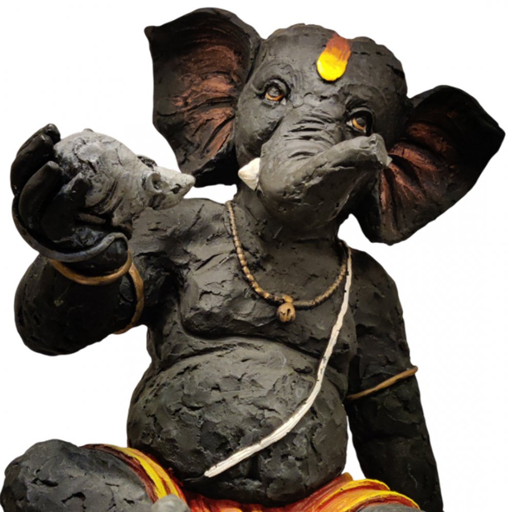Handcrafted Clay Baby Ganesha Idol with Mouse Divine & Playful Charm