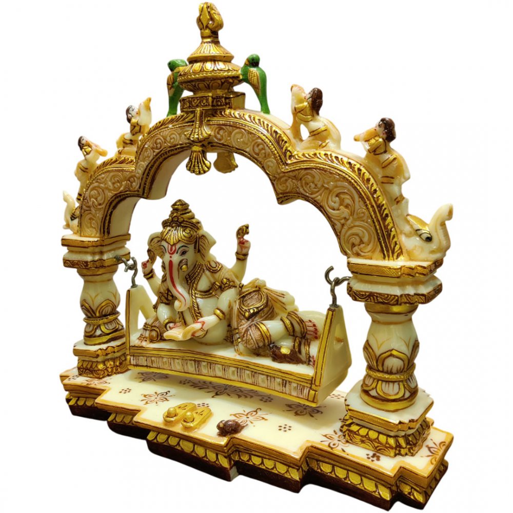 Resting Ganesha on Swing with Ornate Arch